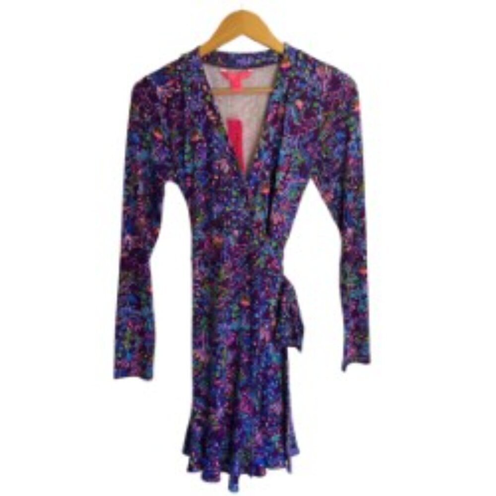 NWT Lilly Pulitzer Rilla Purple Berry Colony Conga Sleeved Romper Small